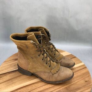 Laredo Kiltie Boots Womens 8 M Brown Leather Lace Up Ankle Western Riding